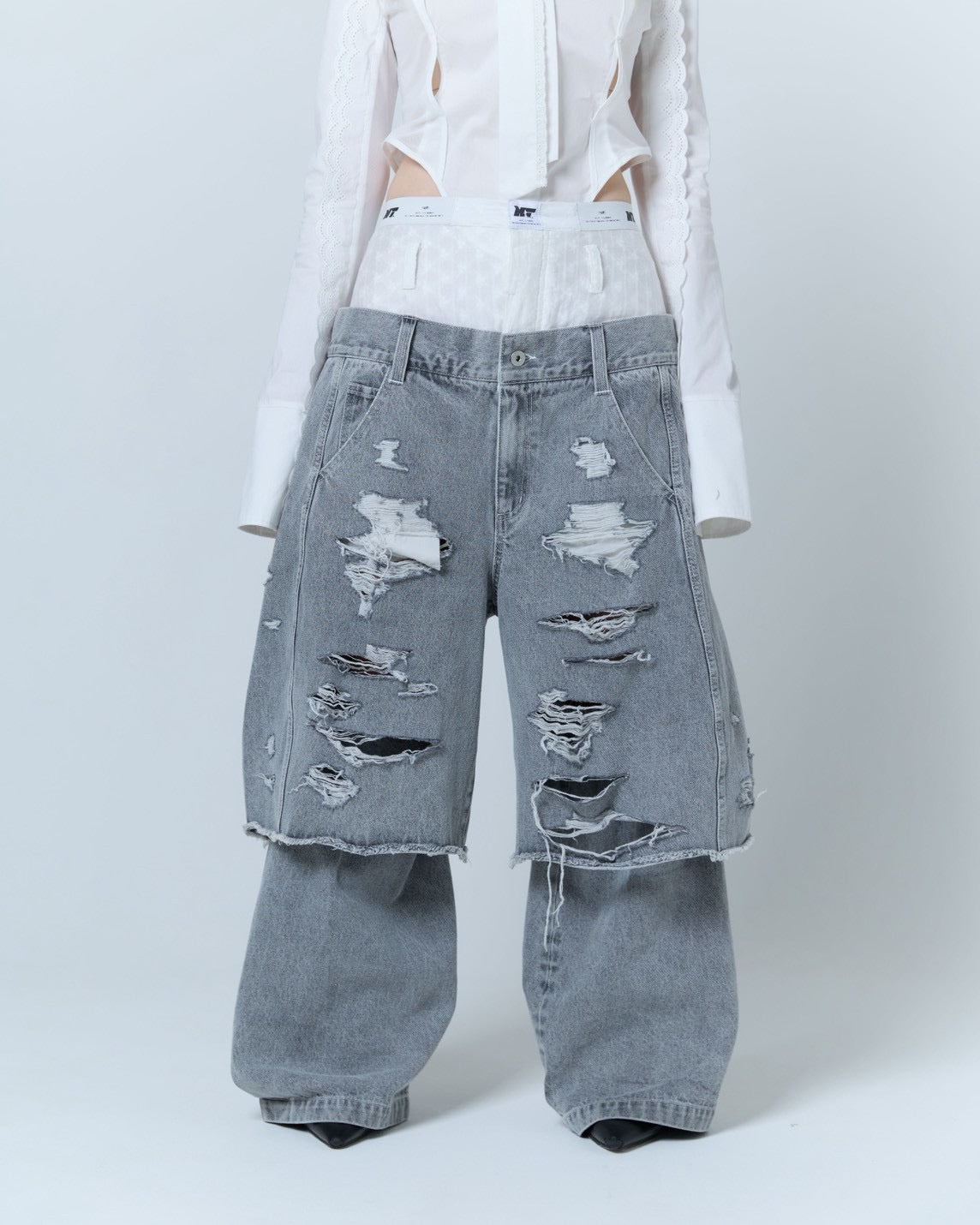 Destroyed Denim and Leg cover (Gray) – neith.onlinestore