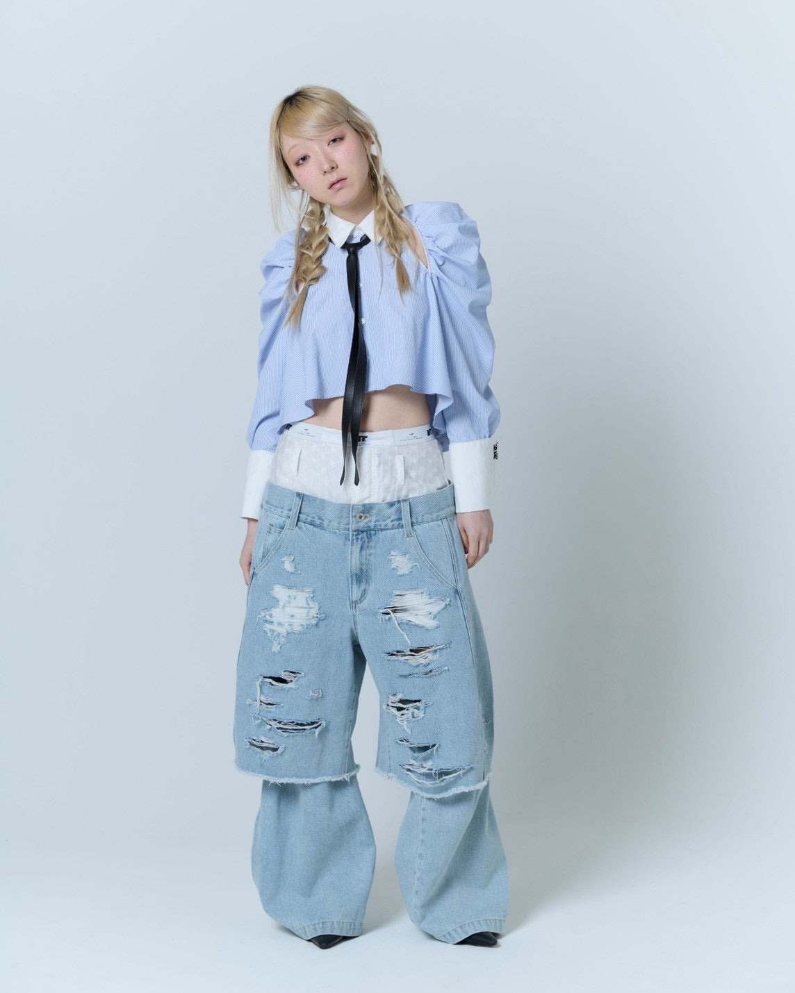 Destroyed Denim and Leg cover (Blue)