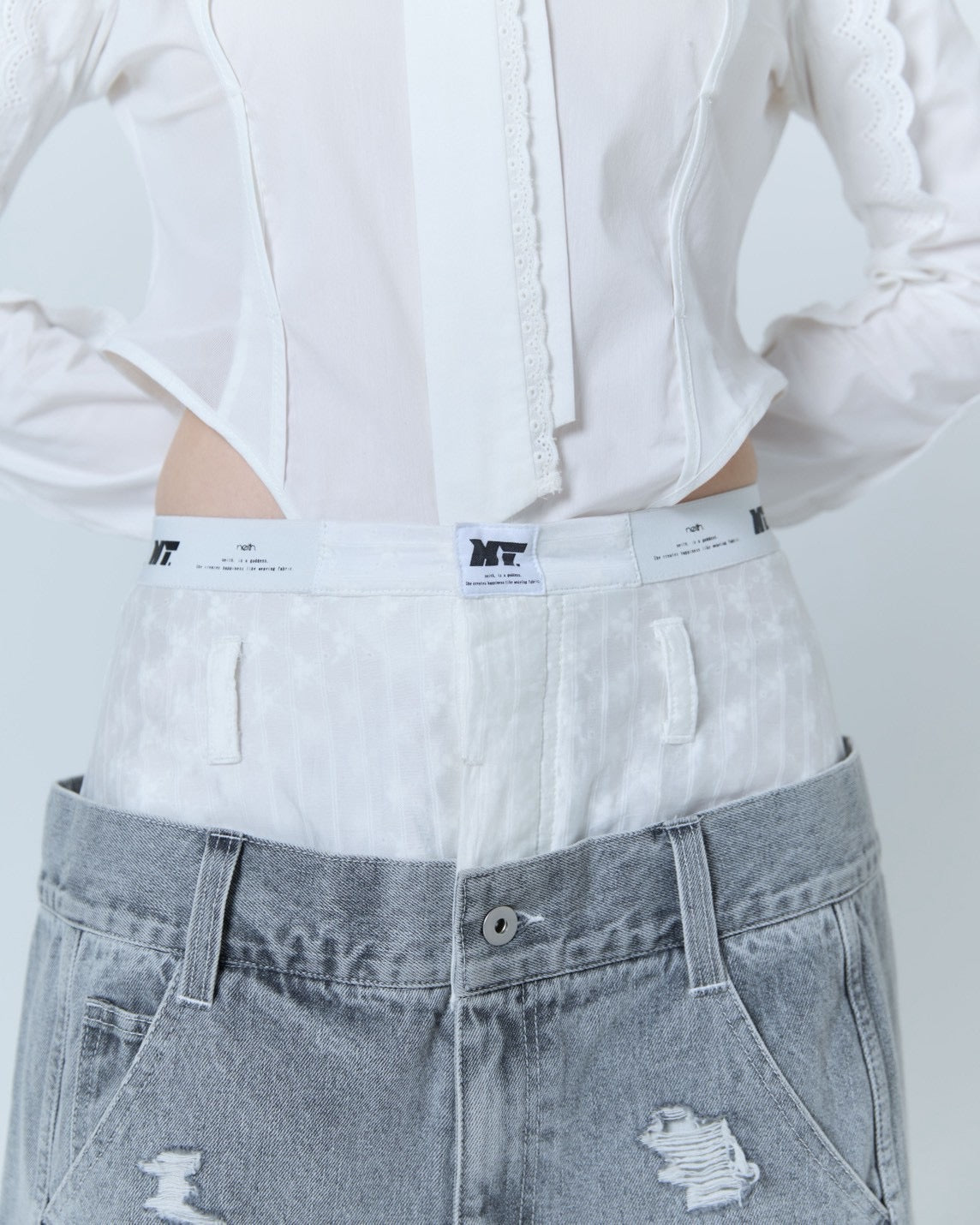 Handkerchief Tied Shirt (White)