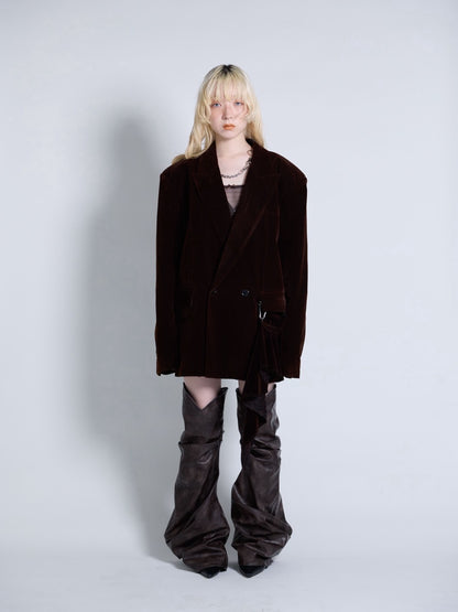 Curve Leather Leg Cover(Brown)