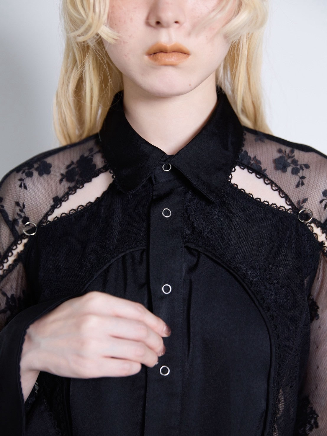 Pierced Lingerie Shirt(Black)