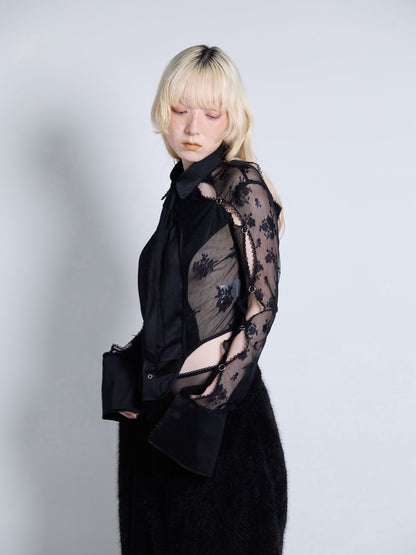 Pierced Lingerie Shirt(Black)