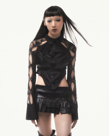 Pierced Lingerie Shirt(Black)