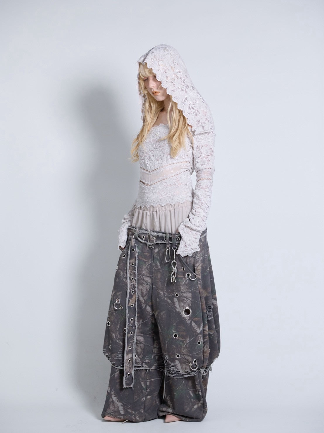 Flocky Lace Veil Top(Ivory)