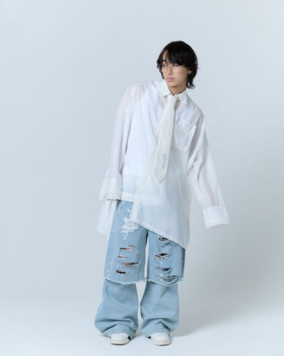 Handkerchief Shirt Dress (White)