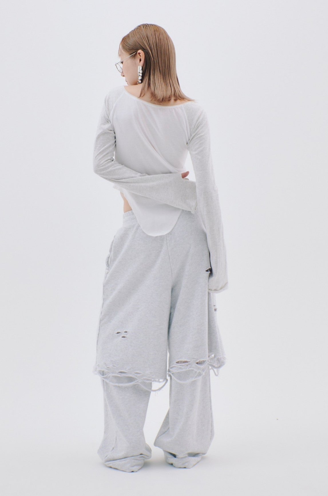 Layered Crush Sweat Pants(Gray)