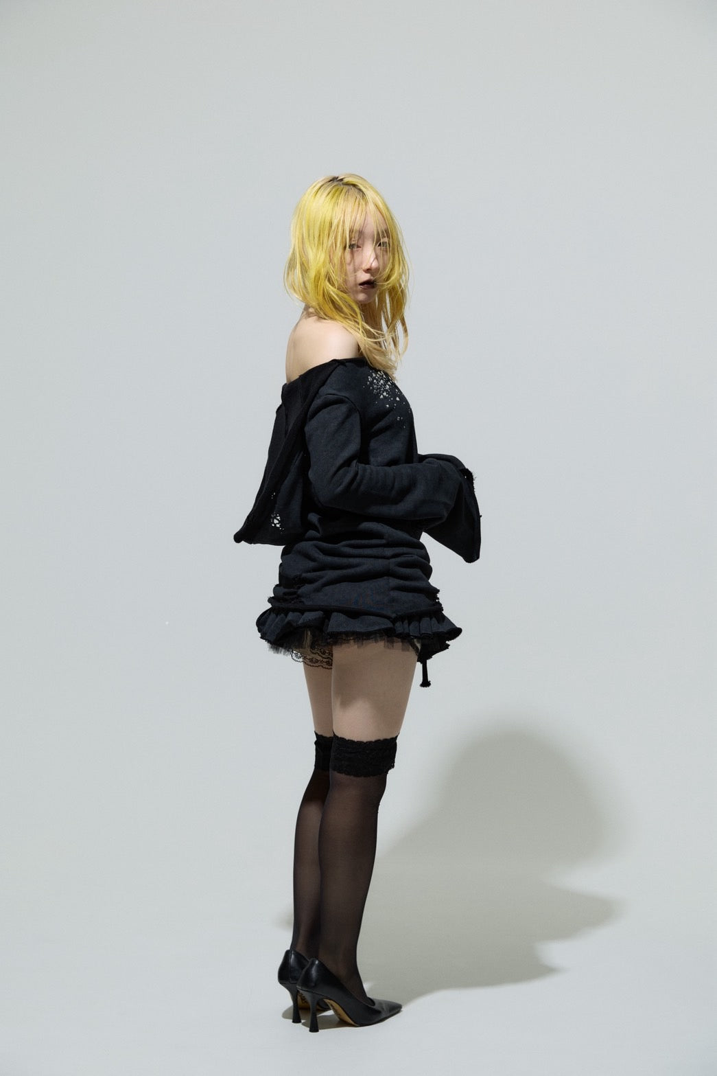 Love Veil Sweat Dress(Black)
