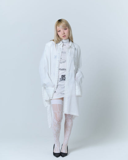 Handkerchief Shirt Dress (White)