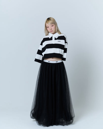 Double Collar Rugby Shirt (White×Black)