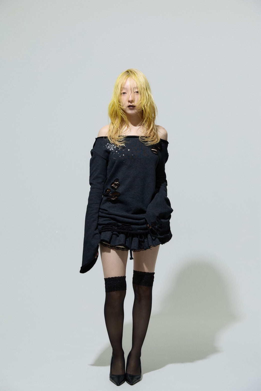 Love Veil Sweat Dress(Black)