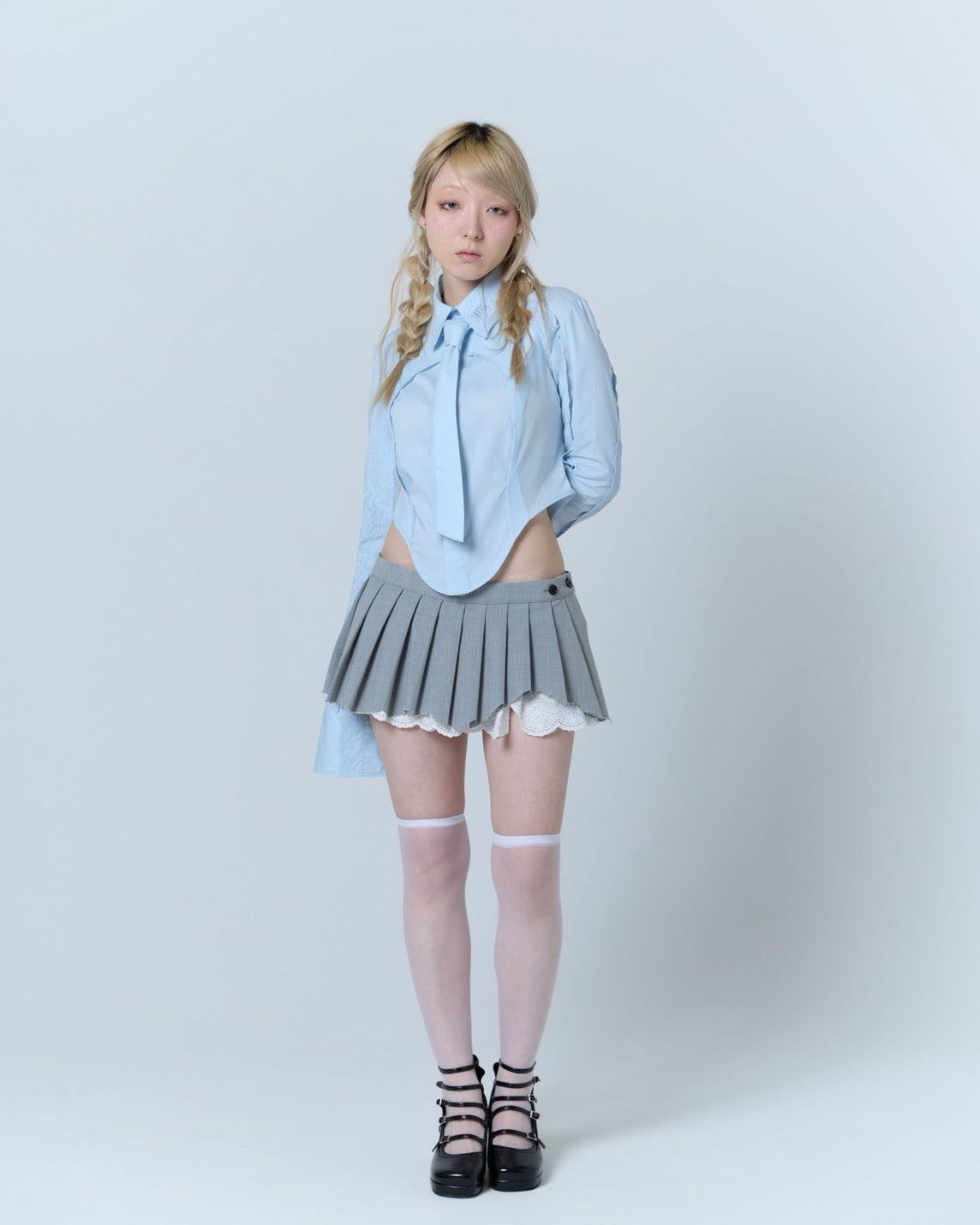 Destroyed Micro Mini Skirt (Gray)