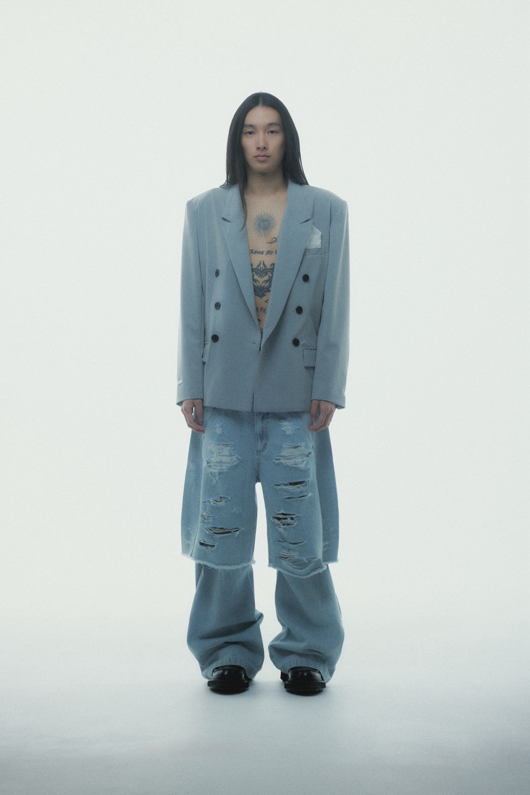 Destroyed Denim and Leg cover (Blue)