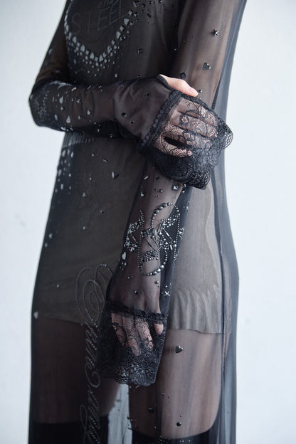 Metallic Sparkle Skin Dress(Black)