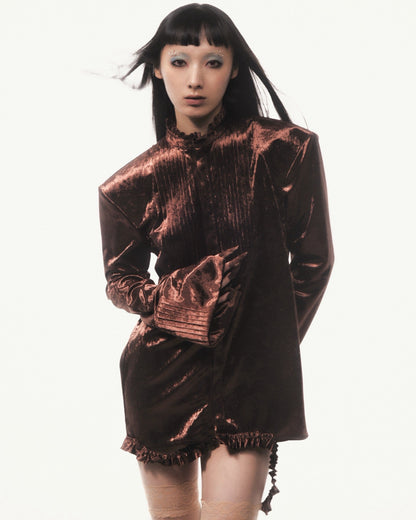 【9月下旬】Velvet Shirt(Brown)