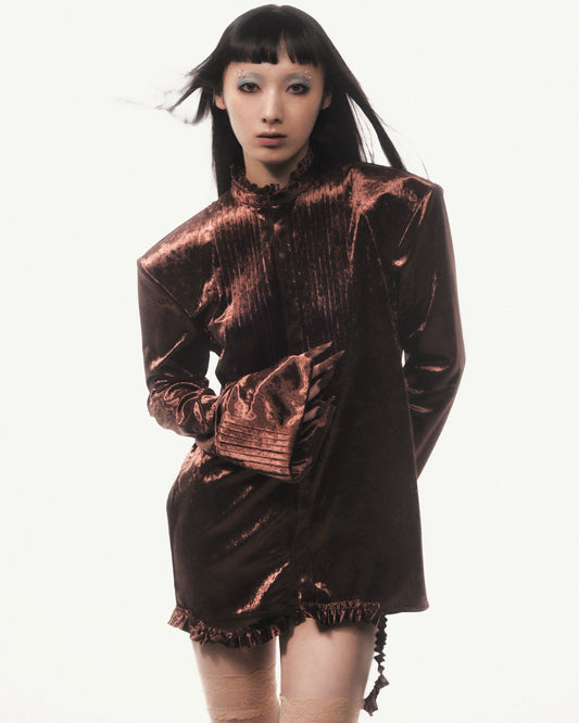 【9月下旬】Velvet Shirt(Brown)