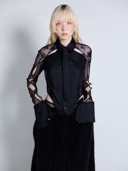 Pierced Lingerie Shirt(Black)