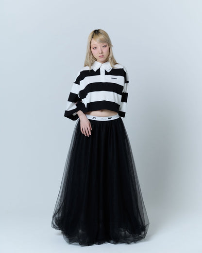 Double Collar Rugby Shirt (White×Black)