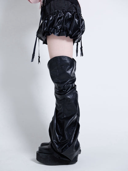 Curve Leather Leg Cover(Black)