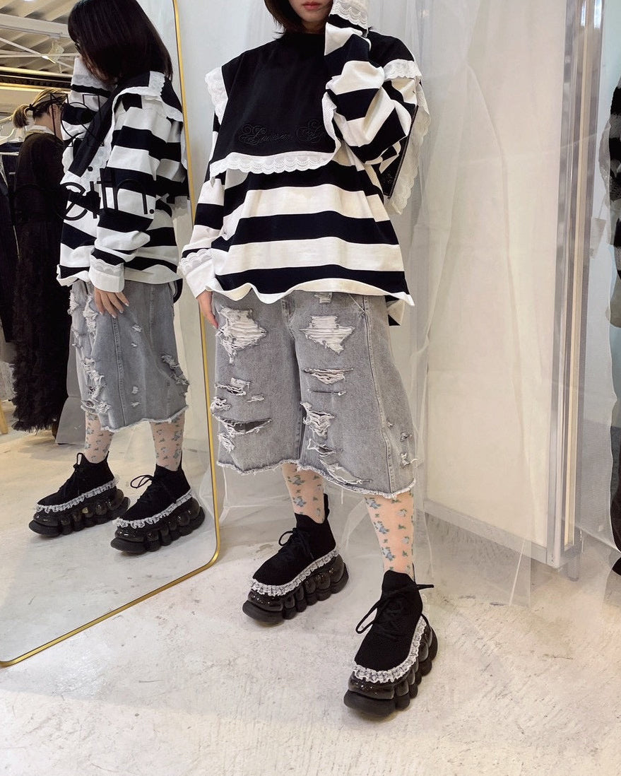 Destroyed Denim and Leg cover (Gray)