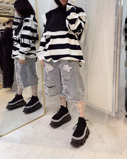 Destroyed Denim and Leg cover (Gray)