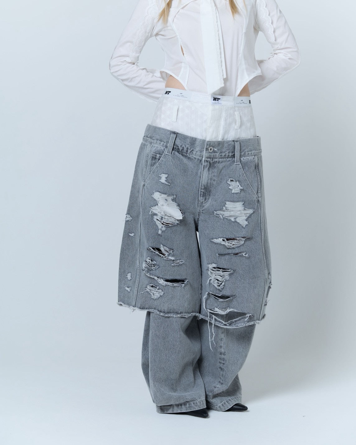 Destroyed Denim and Leg cover (Gray) – neith.onlinestore
