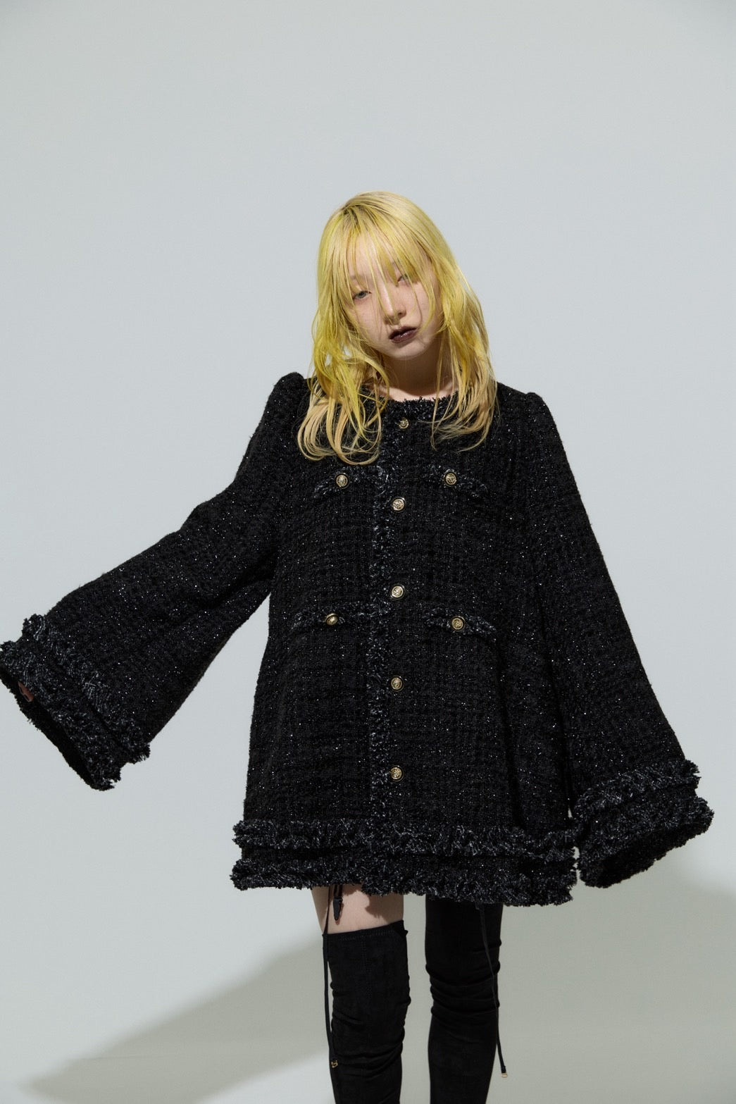 Tweed Bell Dress(Black)