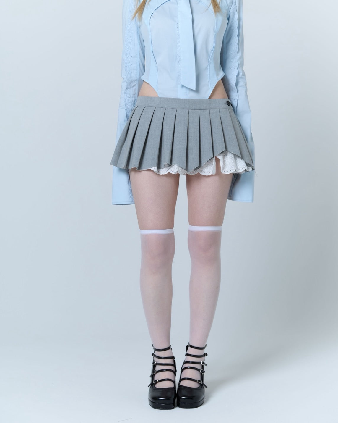 Destroyed Micro Mini Skirt (Gray)