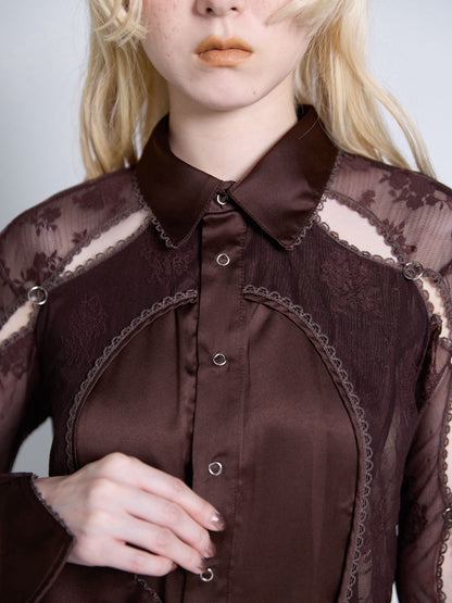 Pierced Lingerie Shirt(Brown)