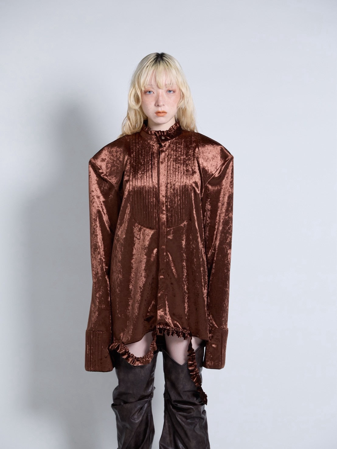 【9月下旬】Velvet Shirt(Brown)