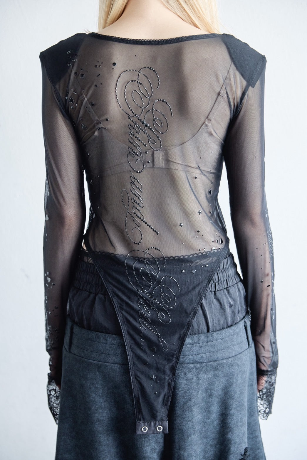 Metallic Sparkle Skin Top(Black)