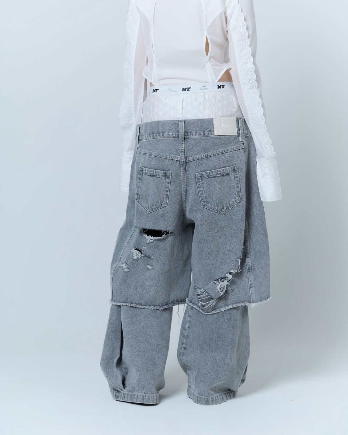 Destroyed Denim and Leg cover (Gray)