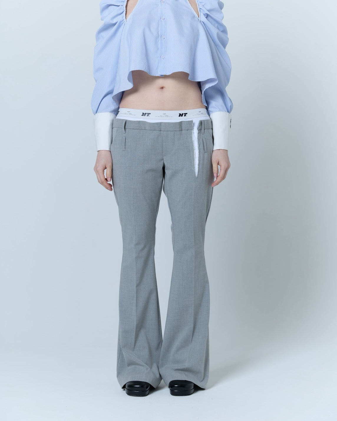 【Last1】Destroyed Flare Trousers (Gray）
