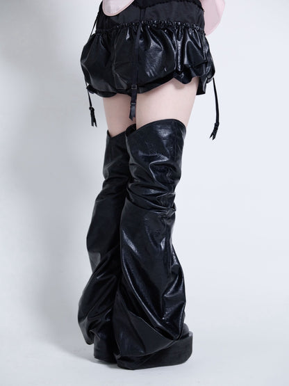 Curve Leather Leg Cover(Black)