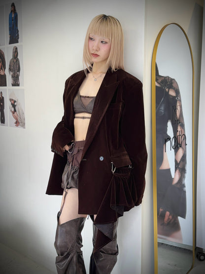 Leather Layered Bra(Brown)