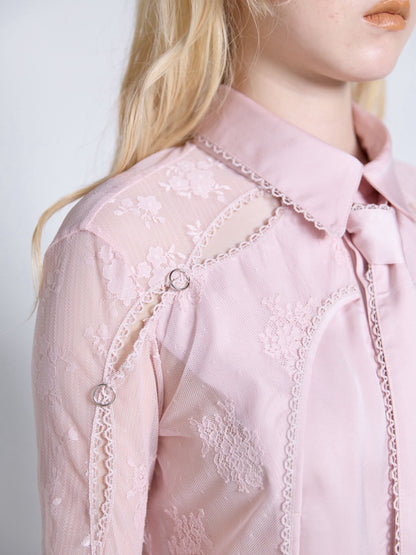 Pierced Lingerie Shirt(Pink)