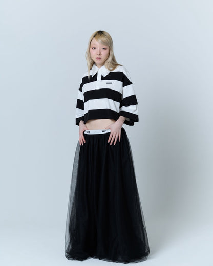 Double Collar Rugby Shirt (White×Black)
