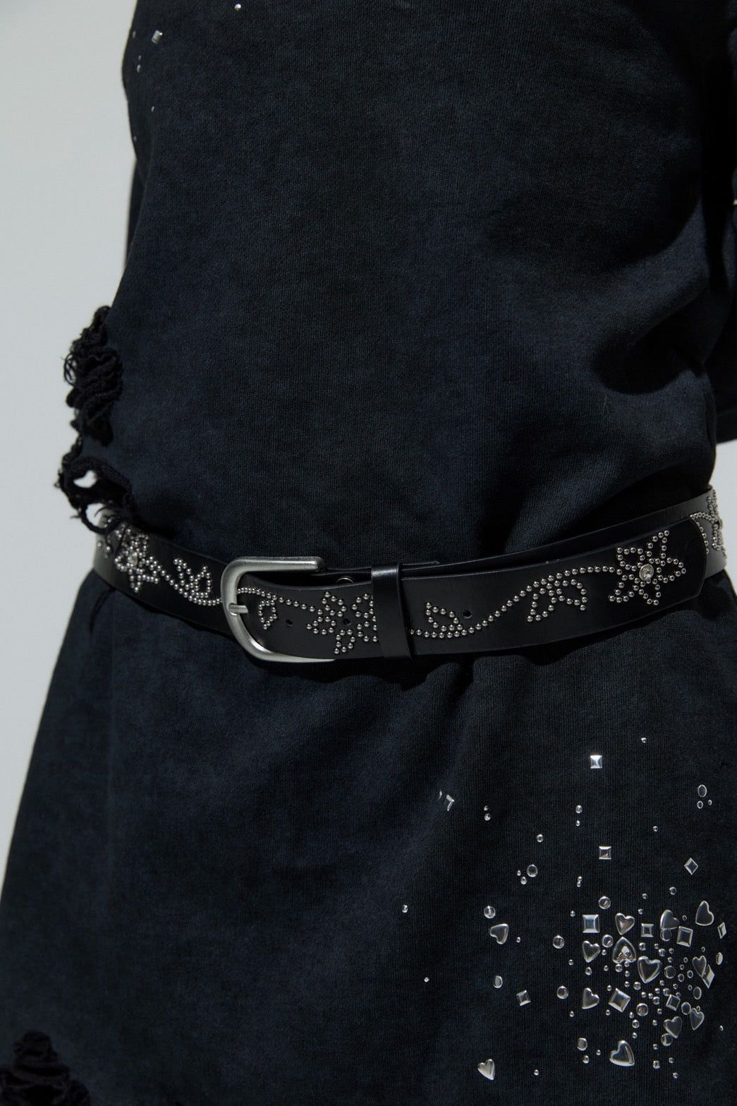 Flower Studs Belt(Black)