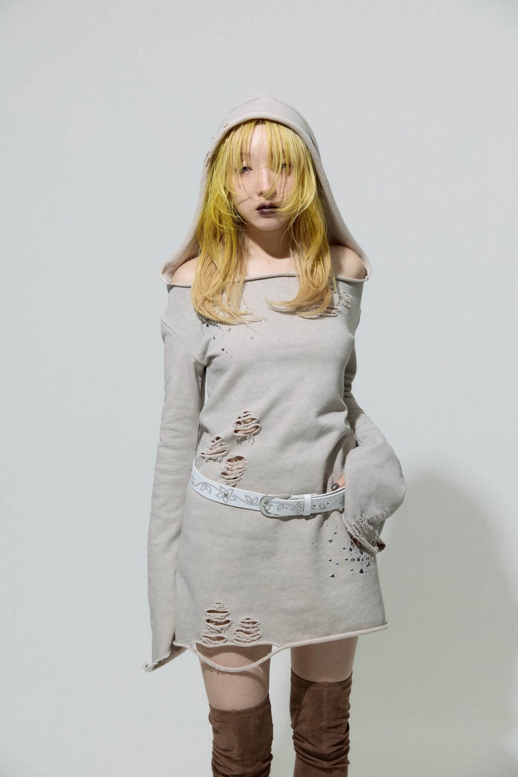 Love Veil Sweat Dress(Beige)