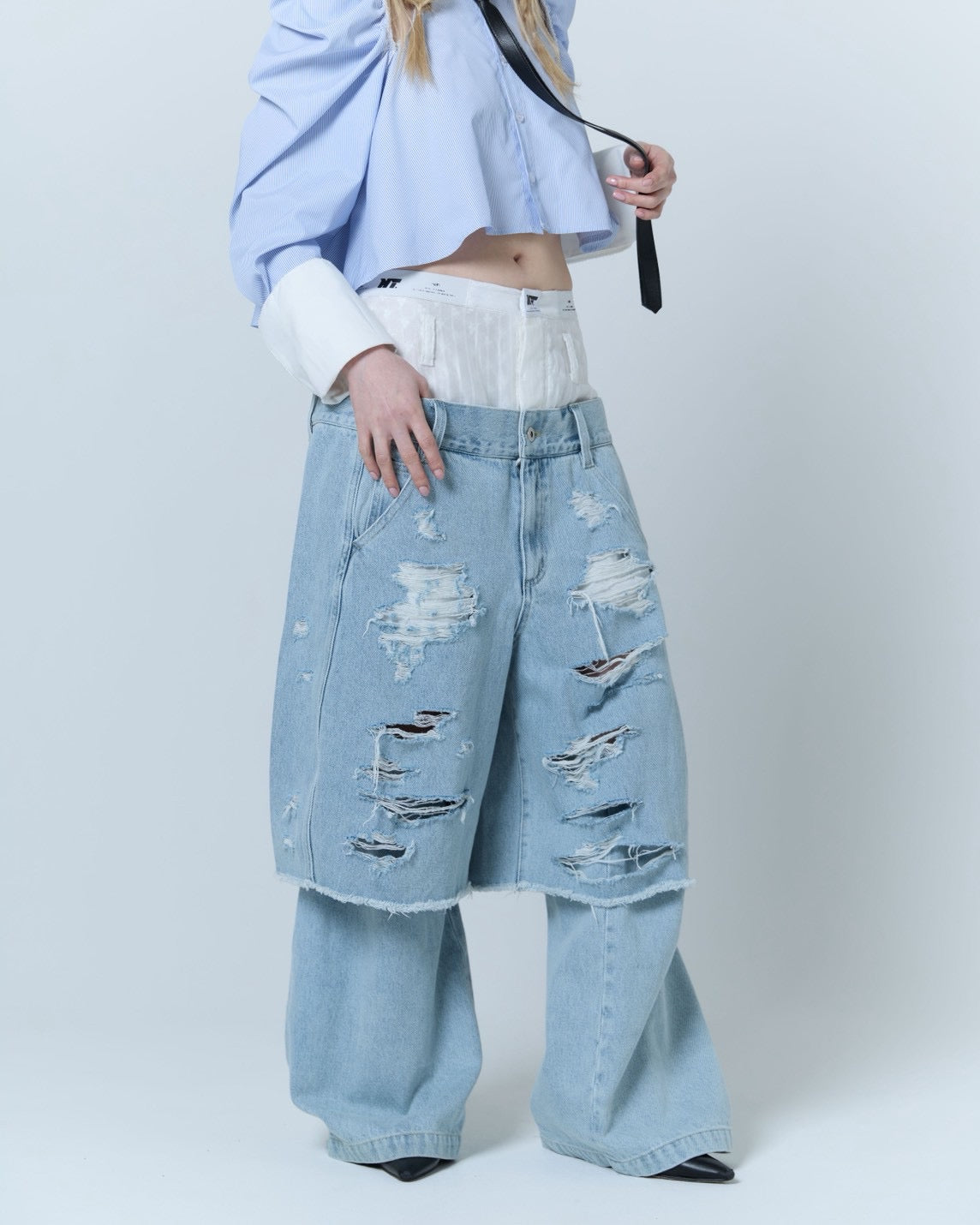 Destroyed Denim and Leg cover (Blue)