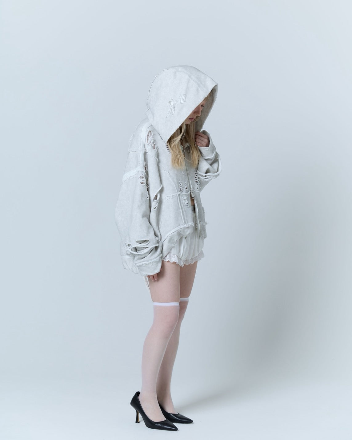 Destroyed Crush Hoodie (Powder Gray)