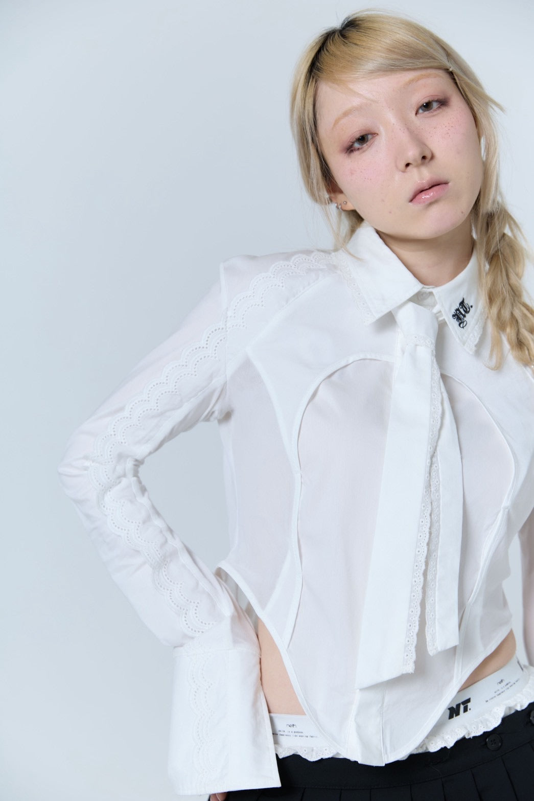 Handkerchief Tied Shirt (White)