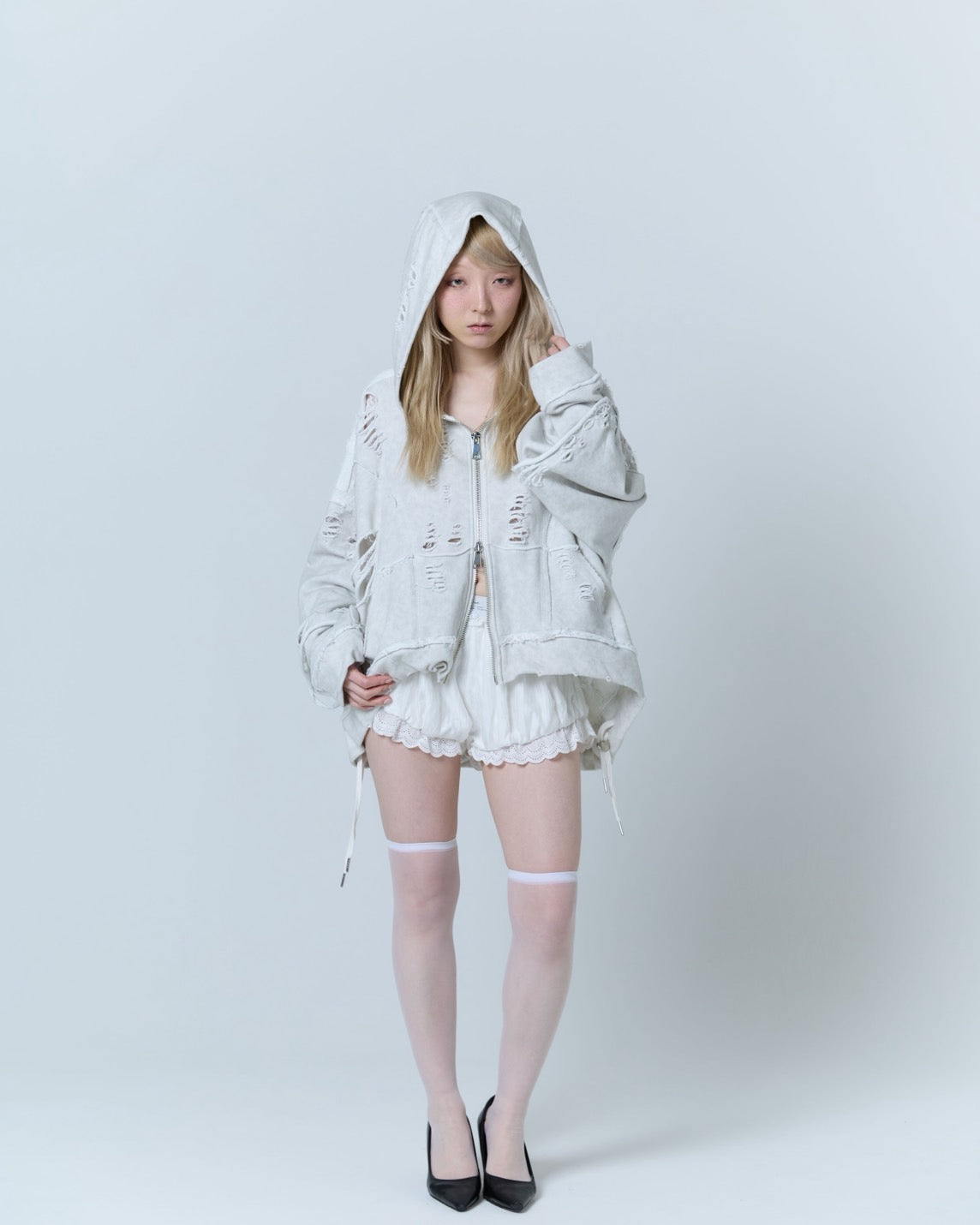 Destroyed Crush Hoodie (Powder Gray)