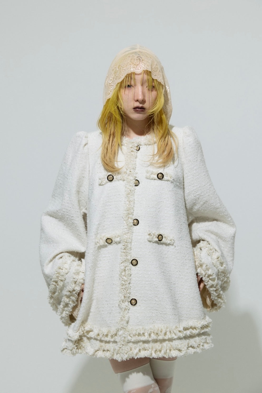 Tweed Bell Dress(Ivory)