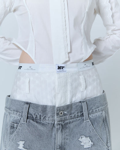 Destroyed Denim and Leg cover (Gray)