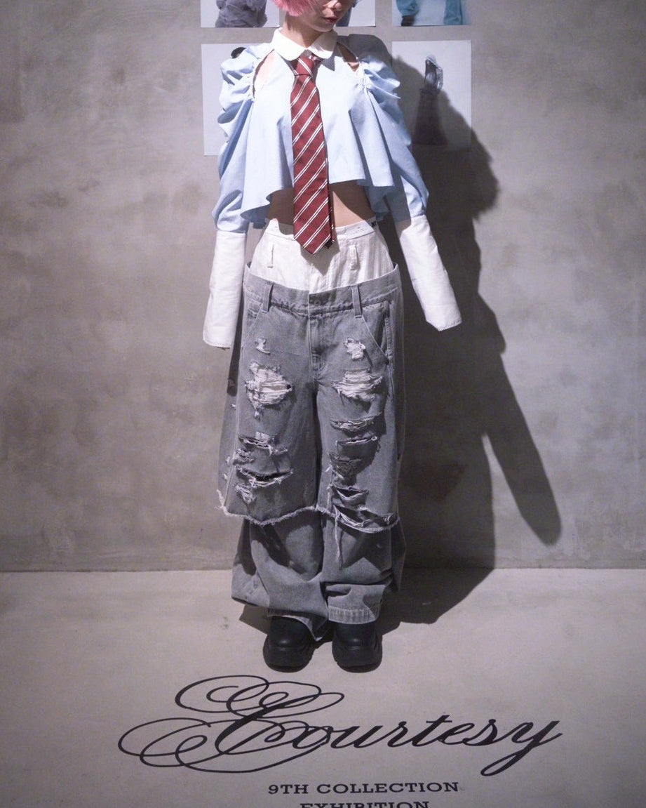 Destroyed Denim and Leg cover (Gray)