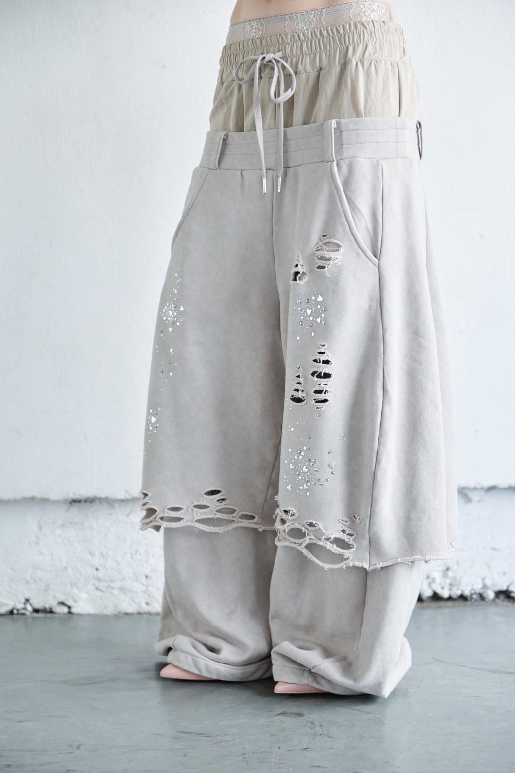 Meteor Low-rise Sweat Pants(Beige)