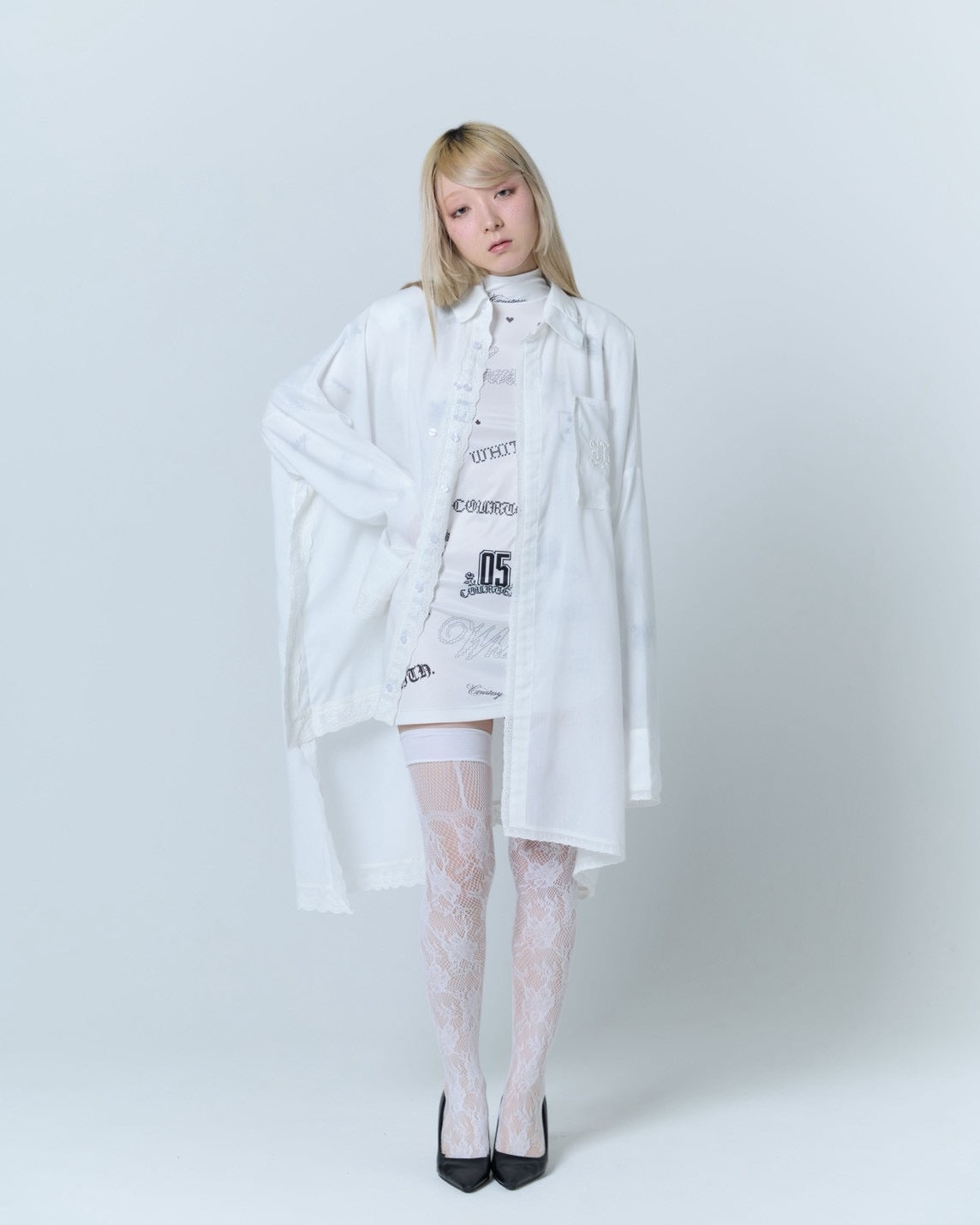 Handkerchief Shirt Dress (White)
