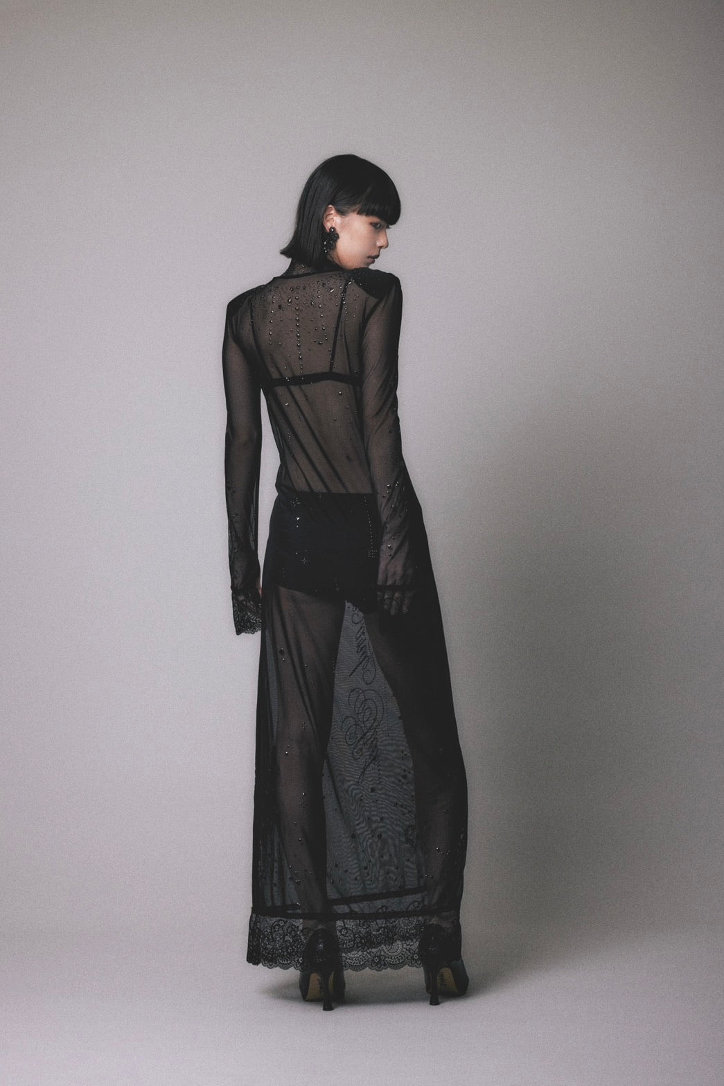 Metallic Sparkle Skin Dress(Black)