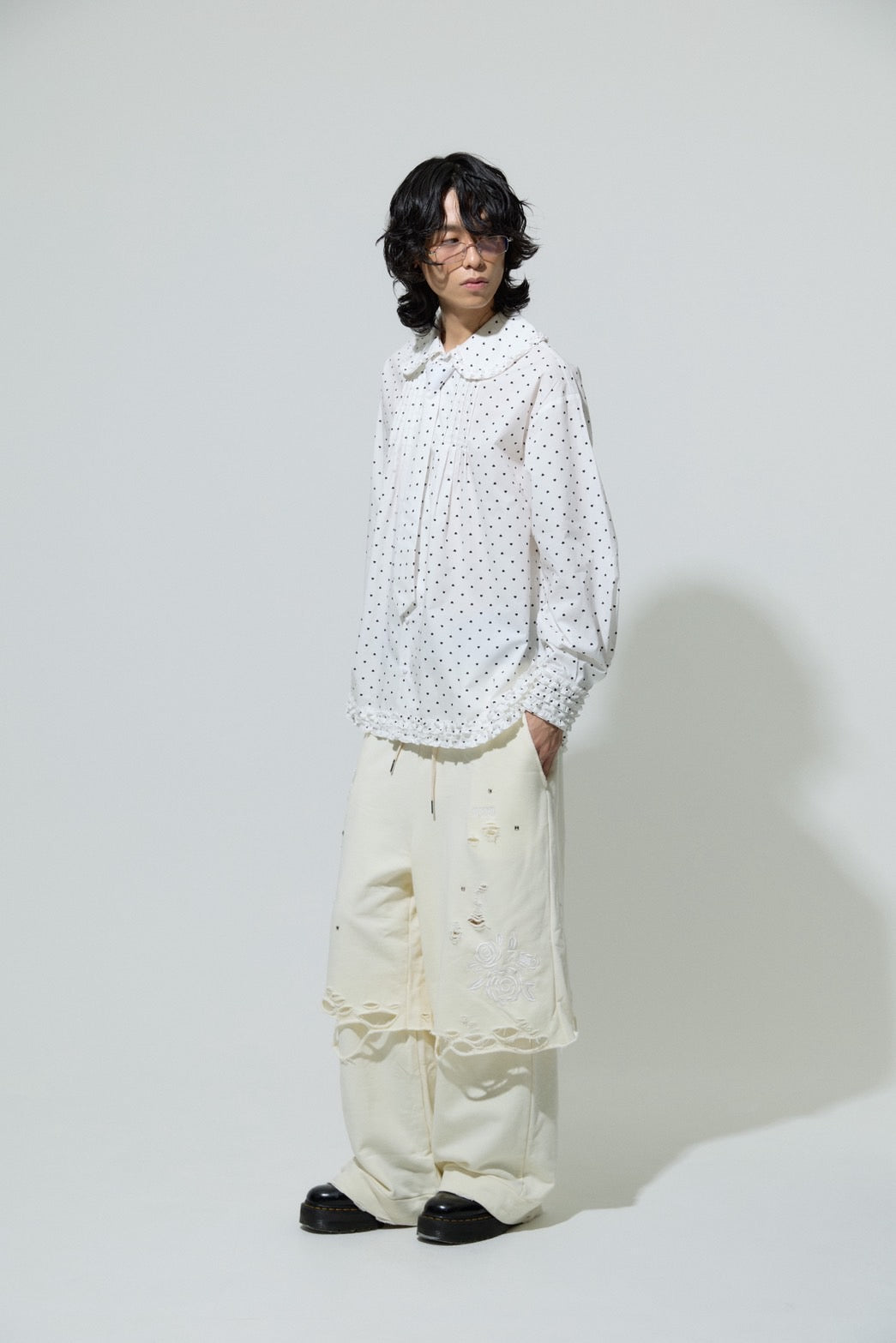 Love Dot Frill Shirt(White)