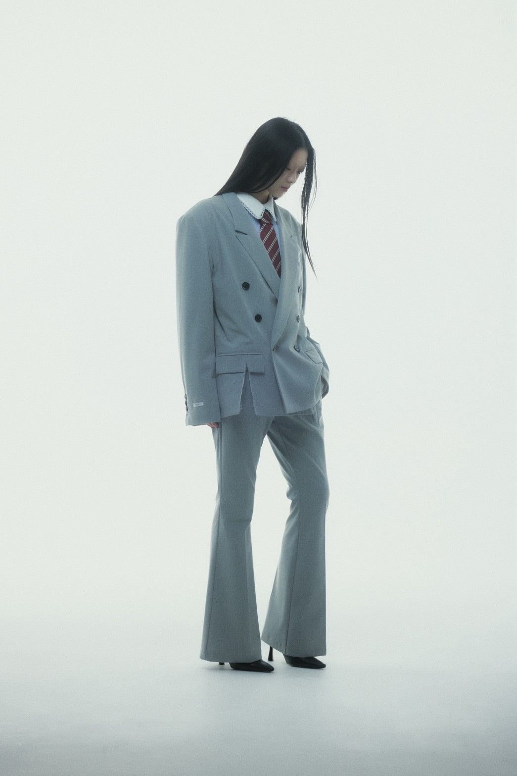 【Last1】Destroyed Flare Trousers (Gray）
